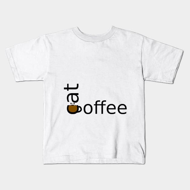 cat and coffee Kids T-Shirt by Amadej